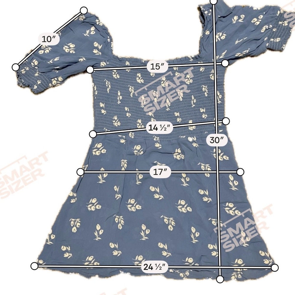 Reformation Blue Floral Smocked Top Puff Sleeve Cottagecore Fairy Prairie Sz 12 - Picture 9 of 9
